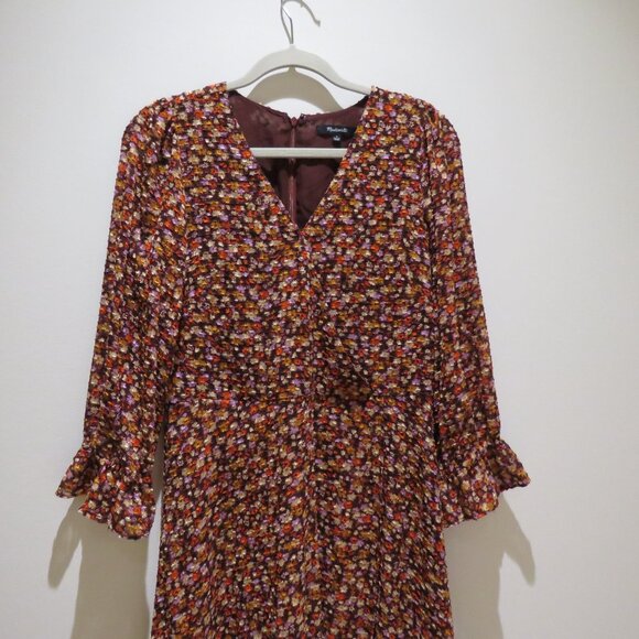 MADEWELL Long-Sleeve Crossover Midi Dress Clipdot Spring Prairie Floral Twee 6 - Picture 3 of 16